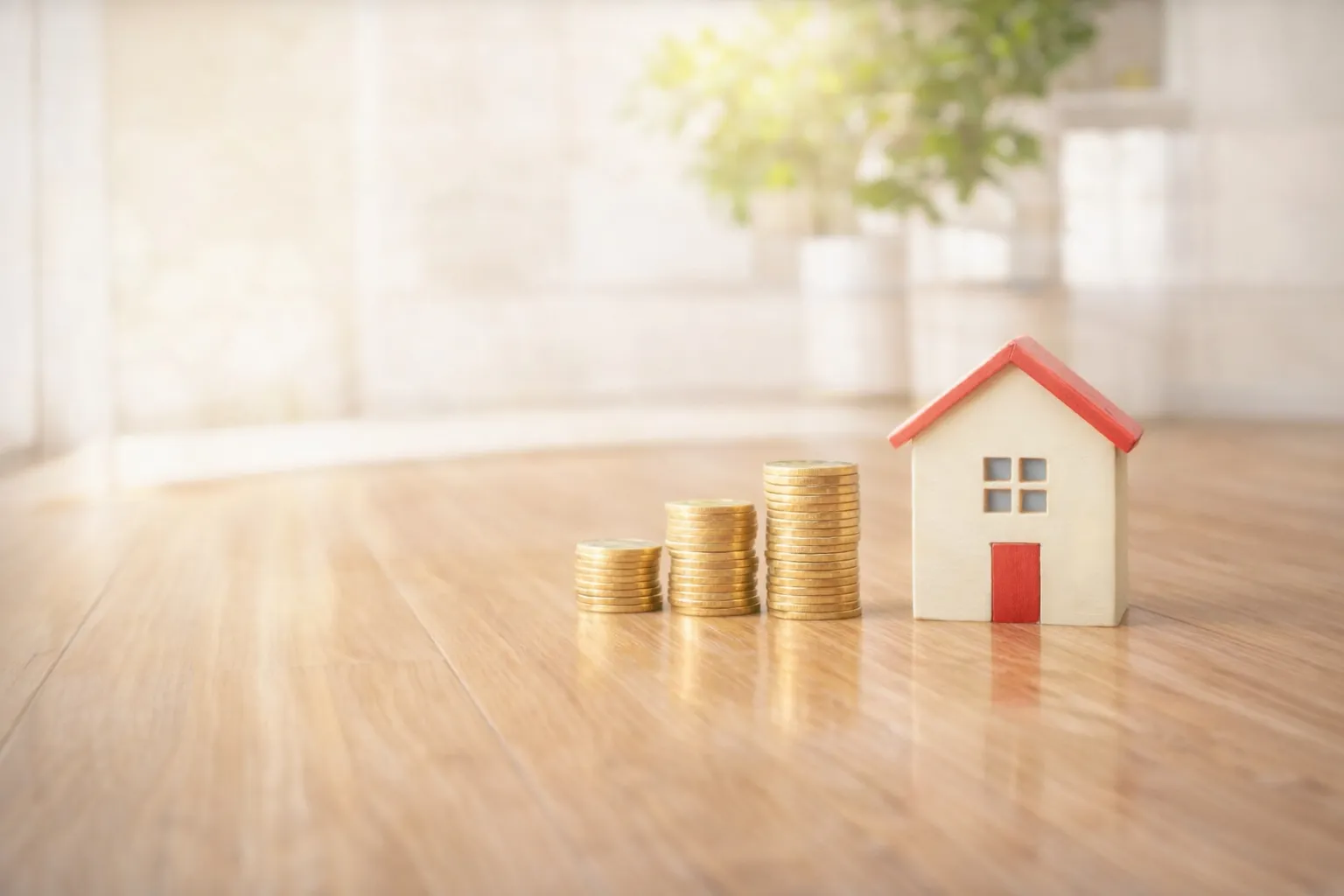 フロアコーティング施工後の美しいリビングの床